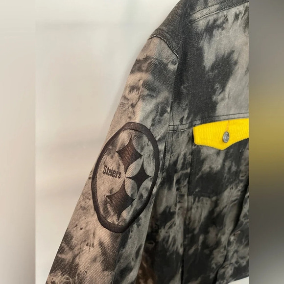 NWT The Wild Collective Official NFL Steeler's Tie Dye Denim Jacket - Picture 7 of 11